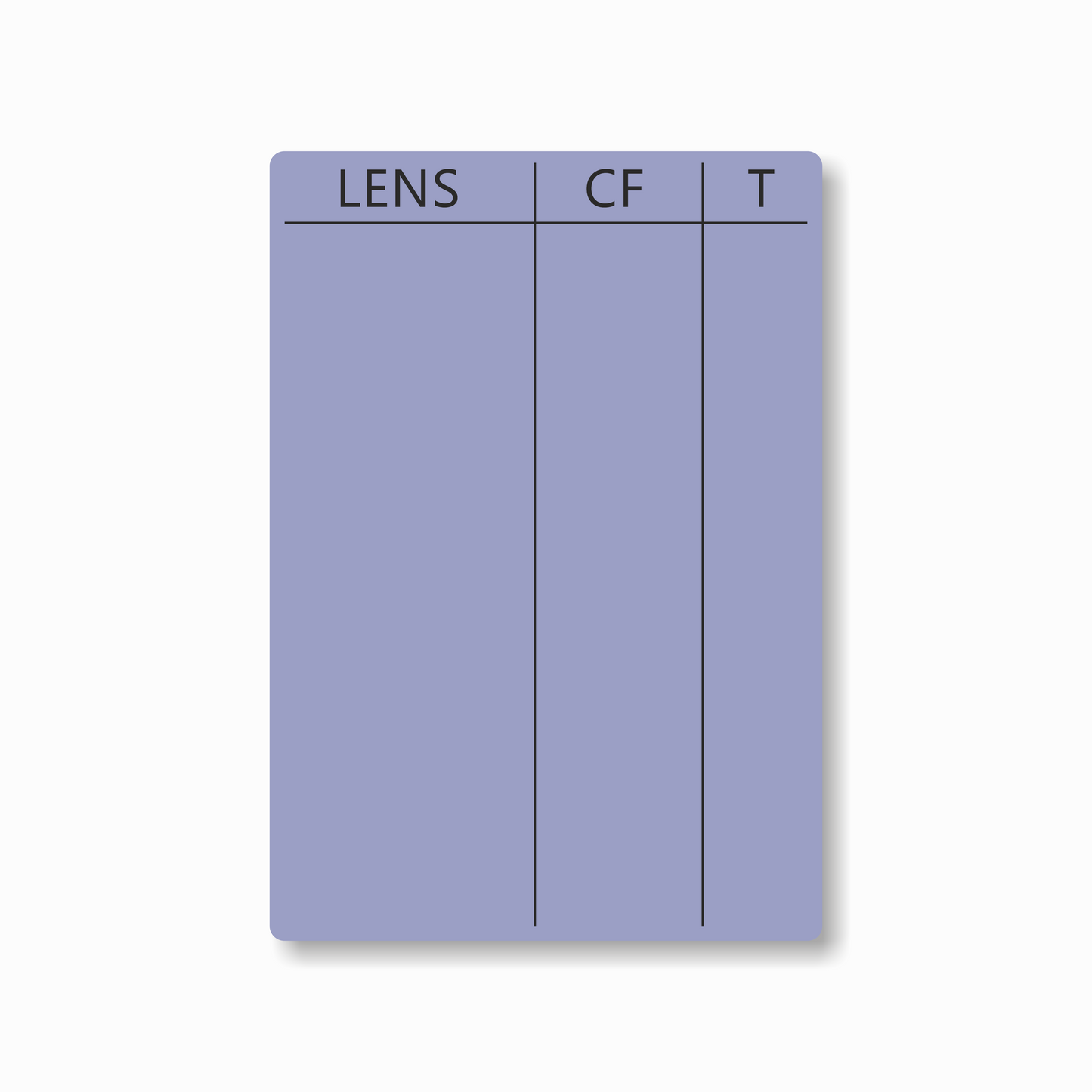 Lens Tables