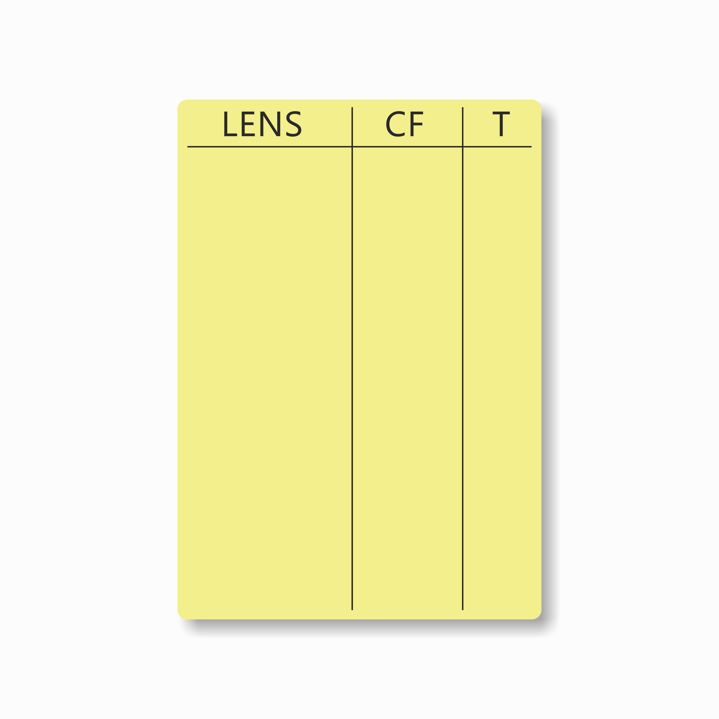 Lens Tables
