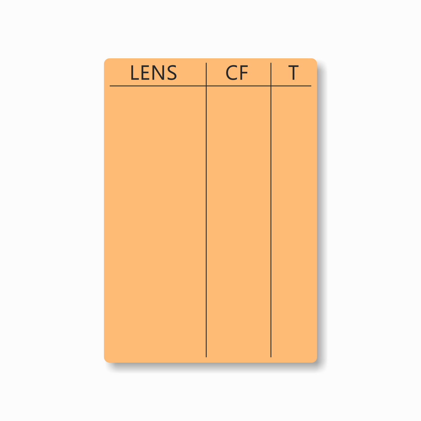 Lens Tables