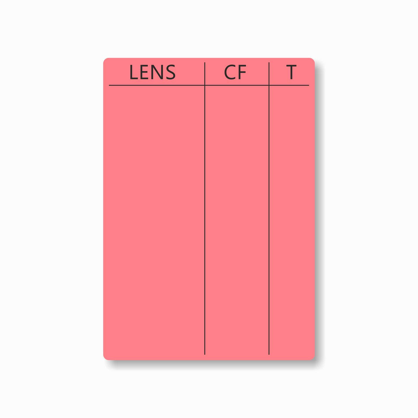 Lens Tables