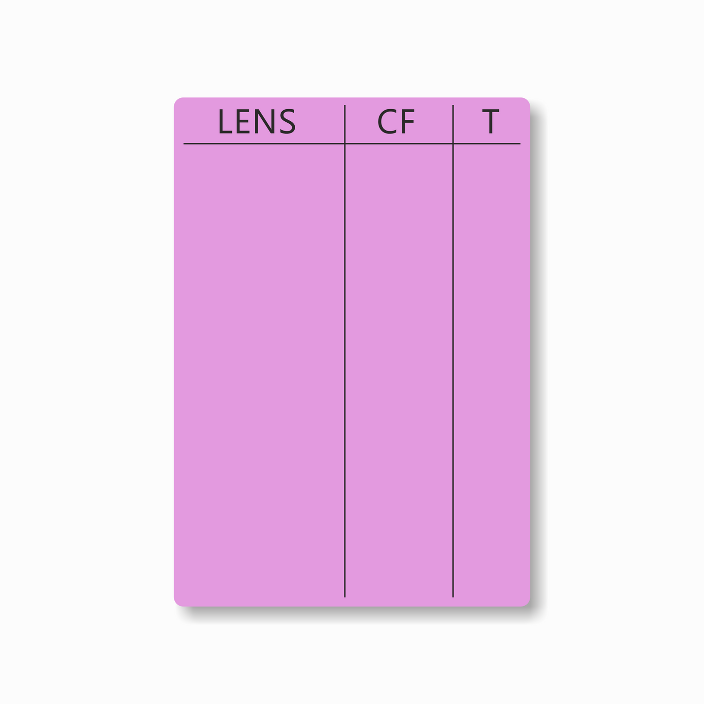 Lens Tables